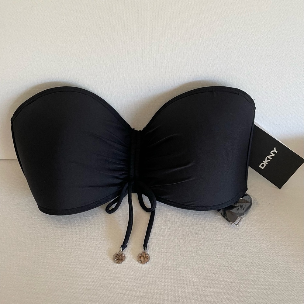 DKNY Black Swim Bikini Top Removal Strap Medium
